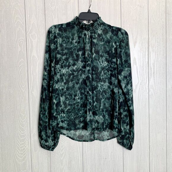 Allison Joy Green Sheer Long Sleeve Top Size Small - Picture 1 of 4